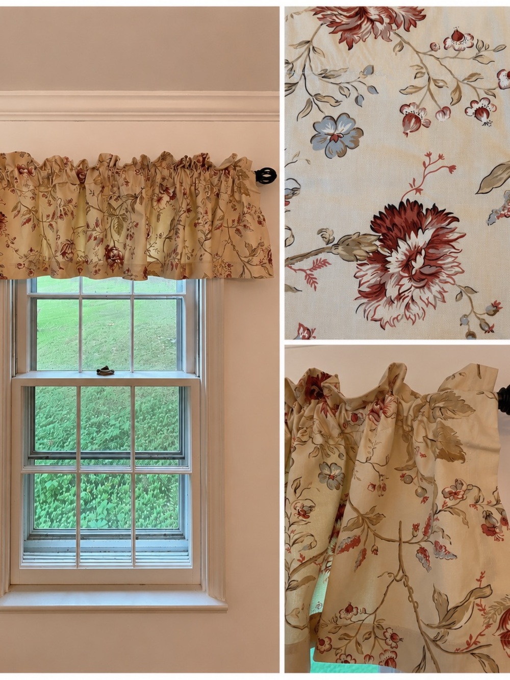 Vintage Country Curtains Floral Valances - Set of 3